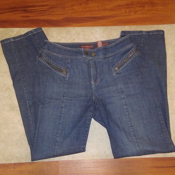 Womens Bandolino Stretch Jeans Sz 12 Denim Dark Wash Zipper Pockets Front Seam - Picture 1 of 8